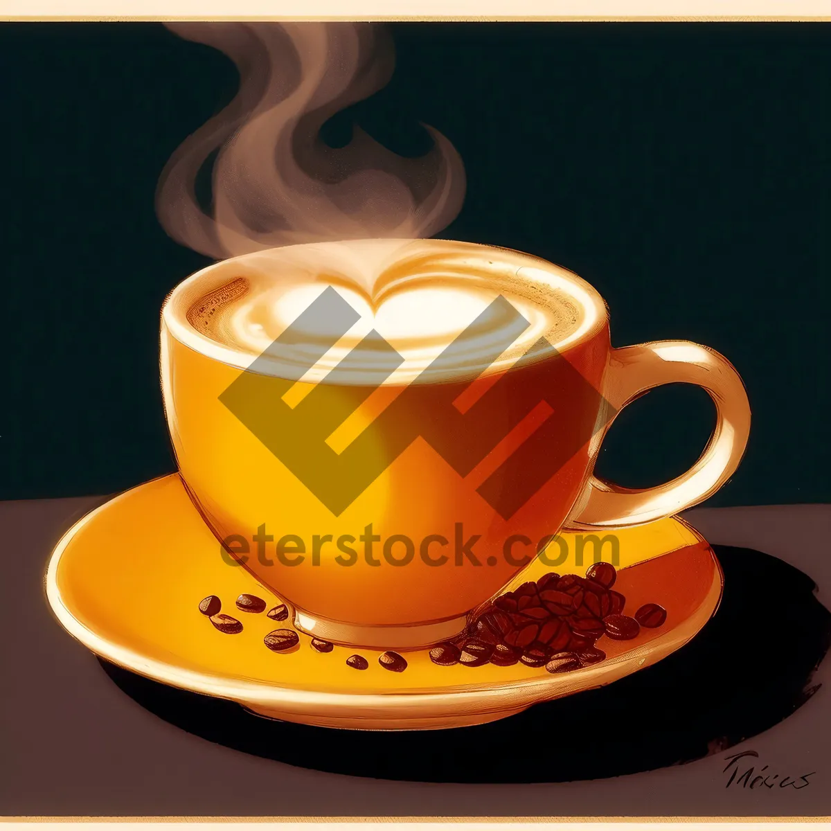 Picture of Morning Brew: Aromatic Cup of Caffeine on Saucer