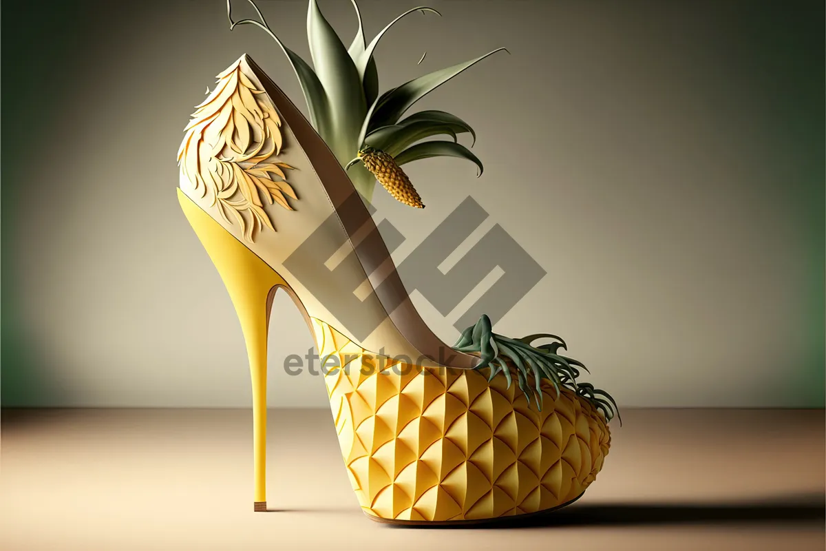 Picture of Yellow tropical fruit in vase with flowers