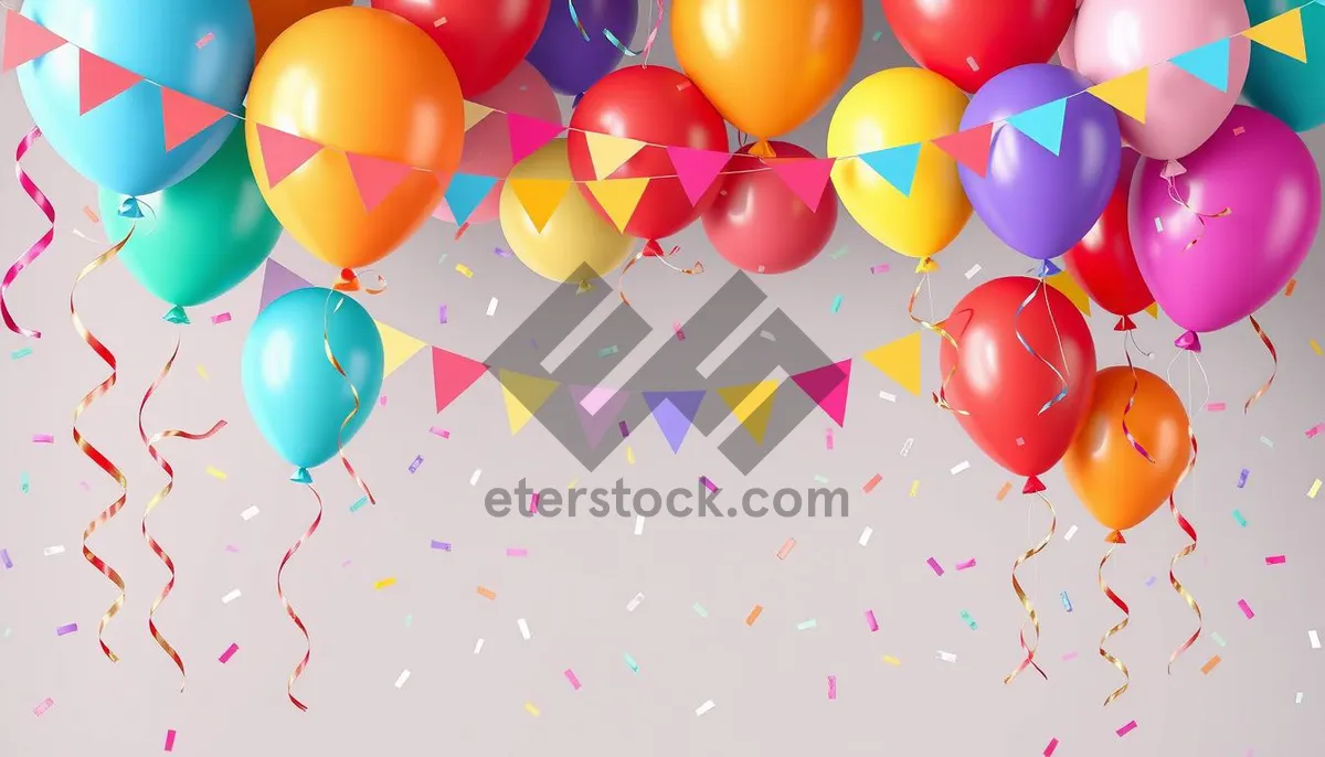 Picture of Orange and Yellow Party Balloons with Confetti