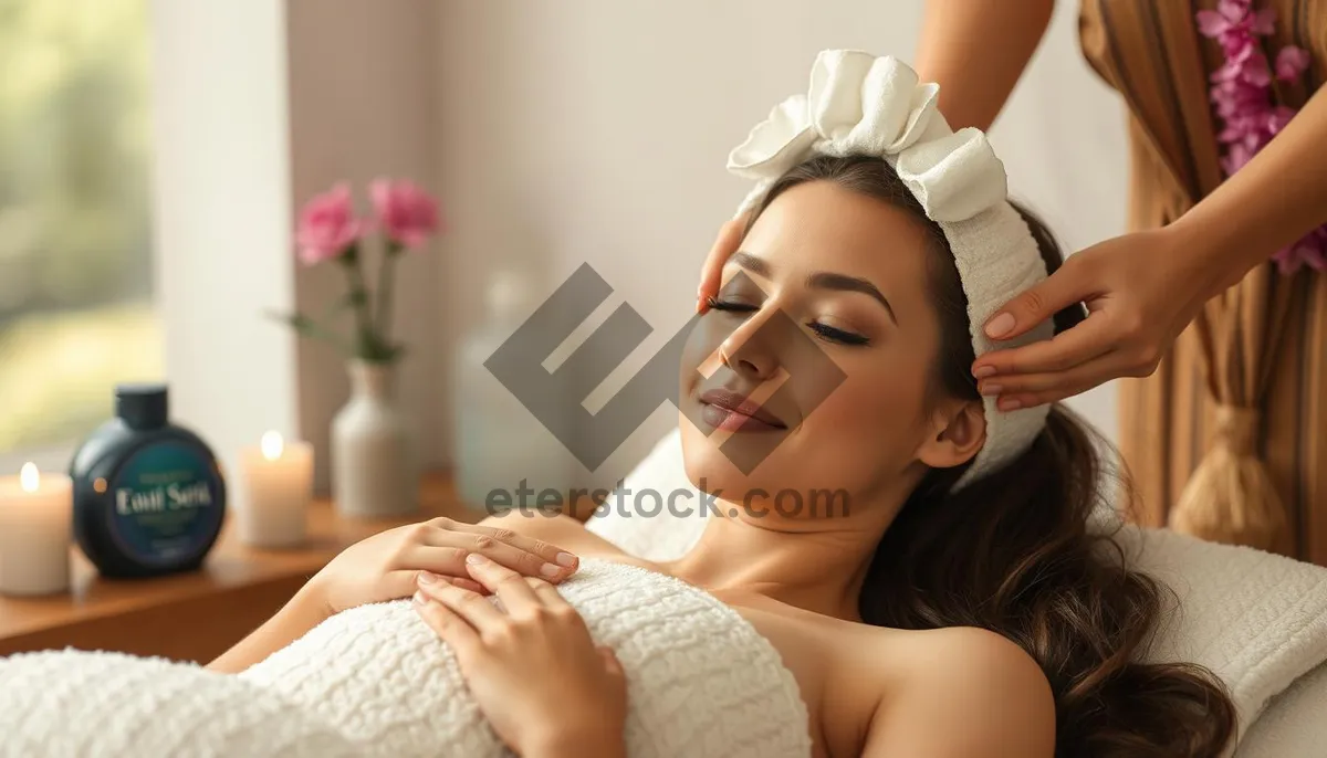 Picture of Happy woman smiling on bed in spa