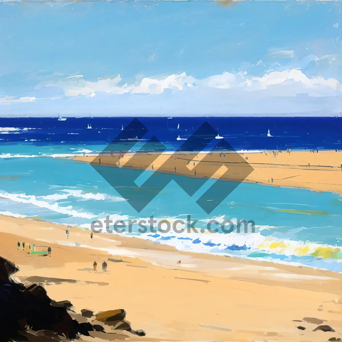 Picture of Serene Coastal Escape: Tranquil Turquoise Waves on Sandy Beach