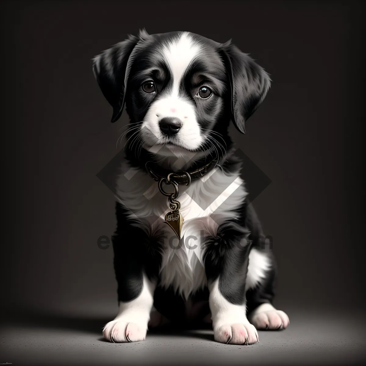 Picture of Adorable Border Collie Puppy in Studio Portrait