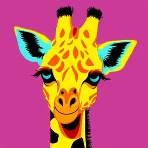 Playful Boy with Giraffe Cartoon Art