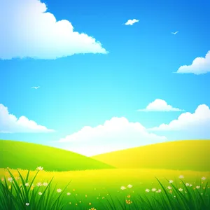 Vibrant Summer Meadow Under Clear Blue Skies