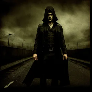 Mysterious Man in Stylish Black Cloak