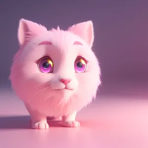 Cute Kitty Cartoon with Pink Fur