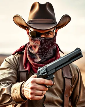 Sexy male model in black cowboy hat