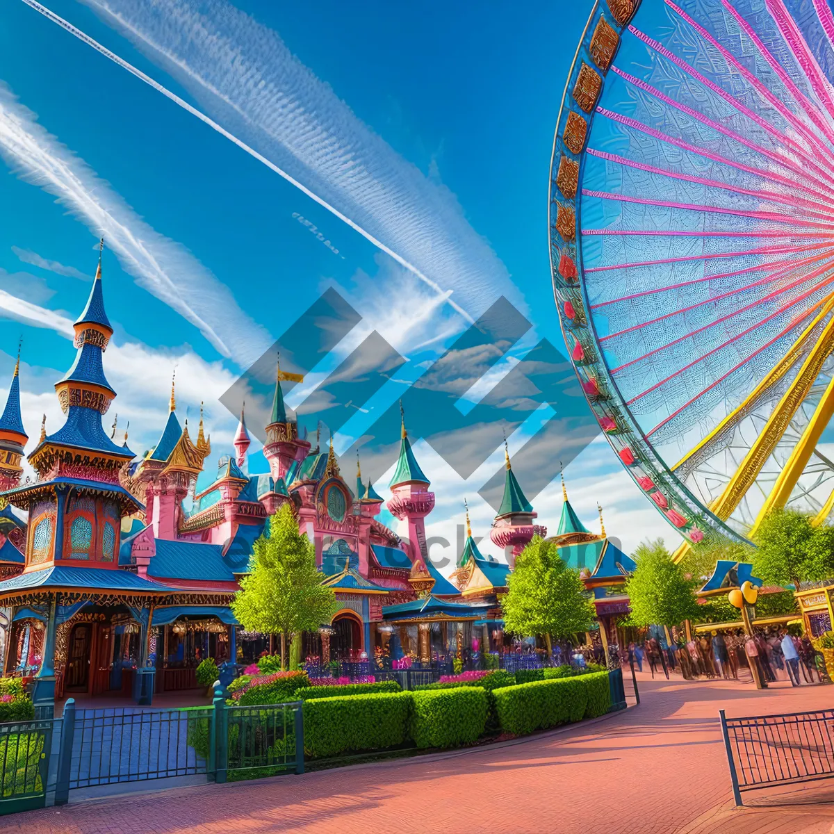 Picture of Ferris Wheel in the City Skyline