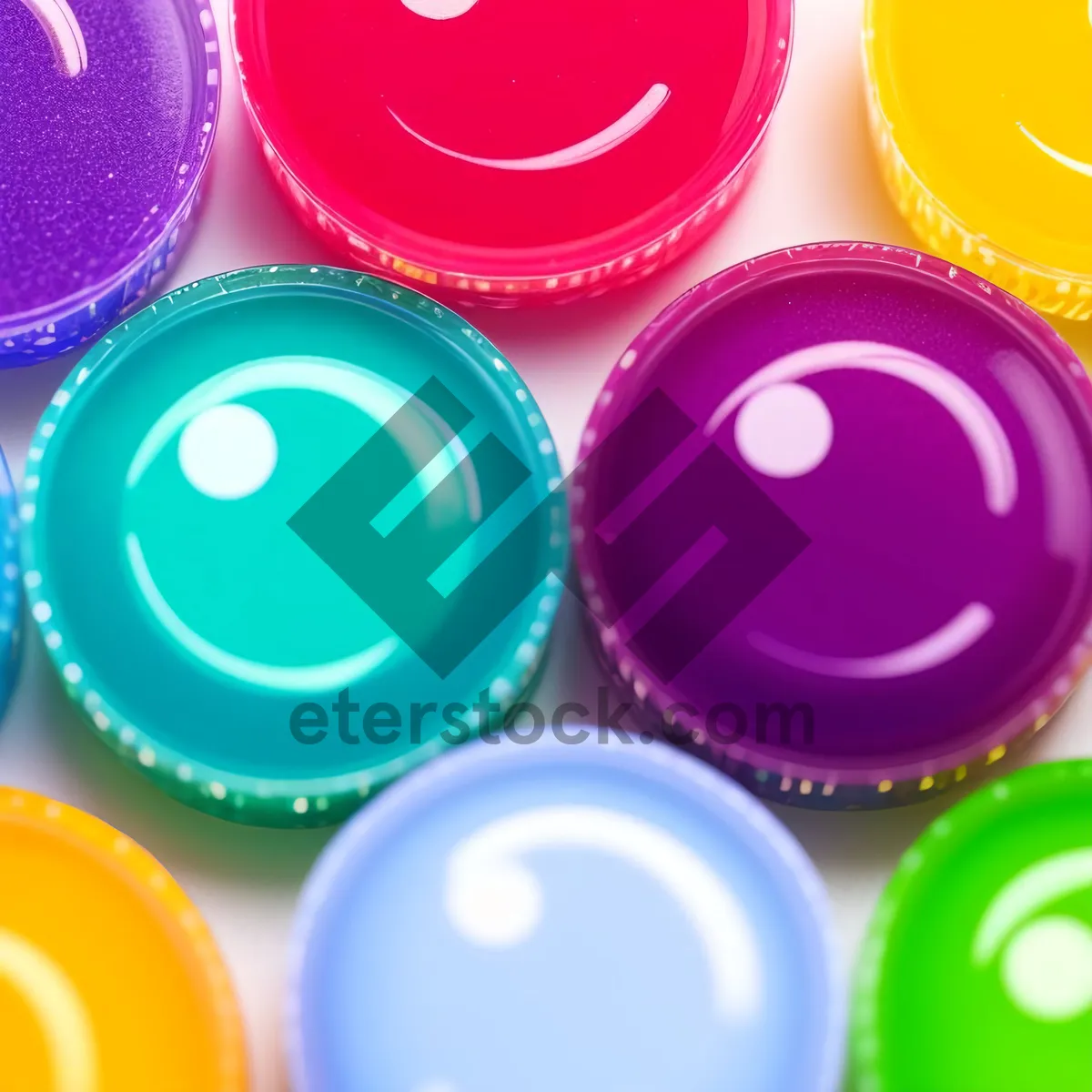 Picture of Shiny Plastic Button Set with Circle Icons