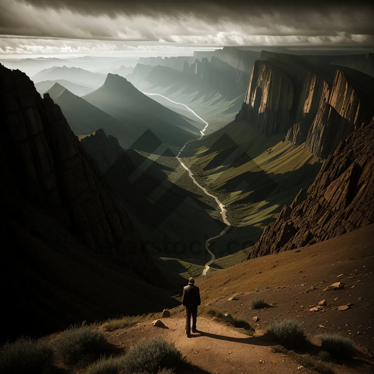 Picture of Scenic Canyon Valley Amidst Majestic Mountains