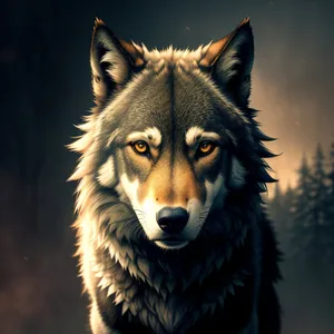 Majestic Timber Wolf Gazing Intensely with Piercing Eyes