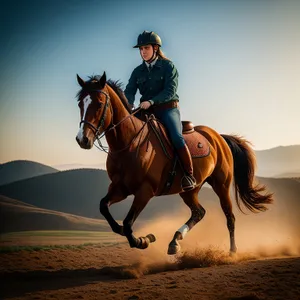 Thoroughbred Stallion Vaulting Horse in Rural Equestrian Field