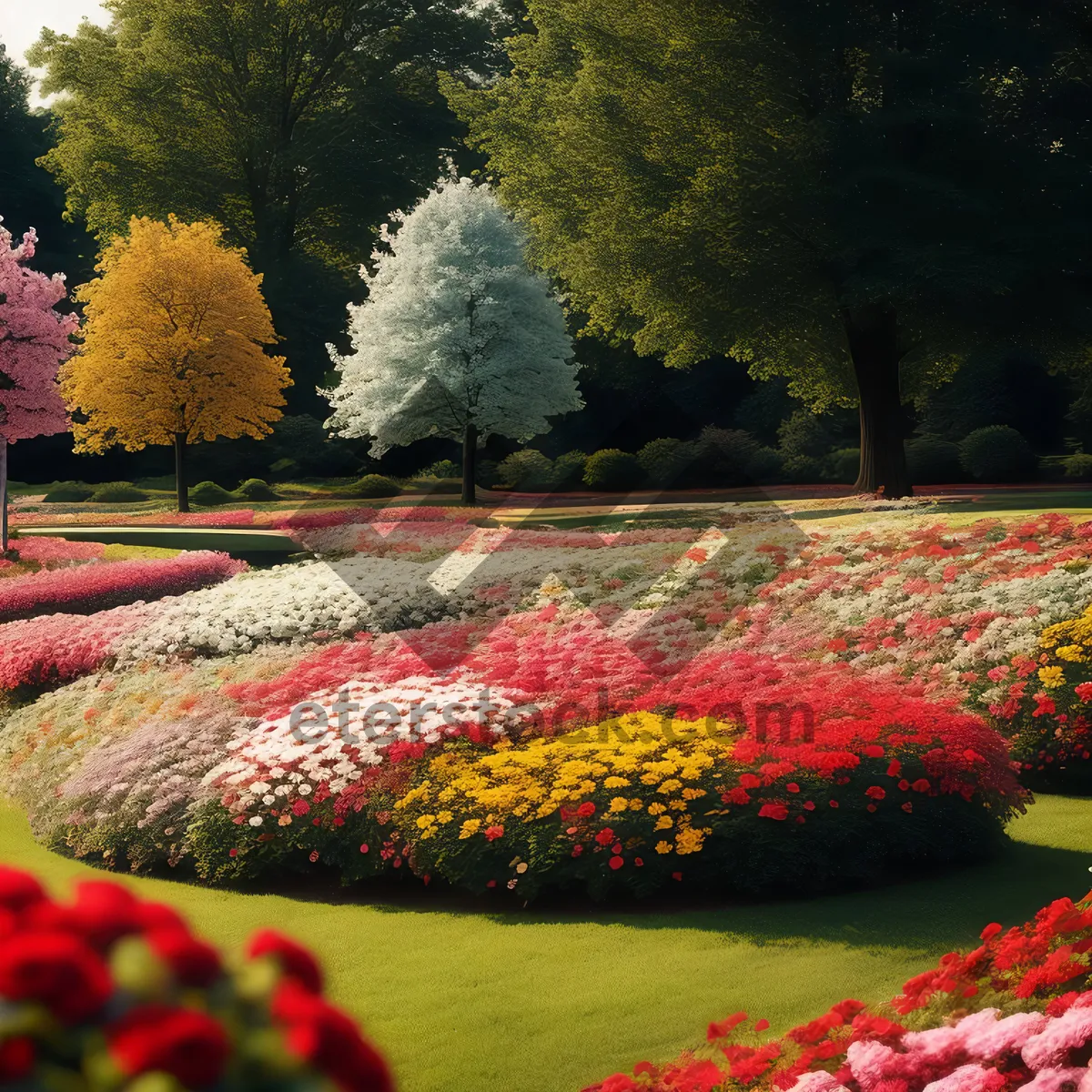 Picture of Colorful Autumn Shrub in Park