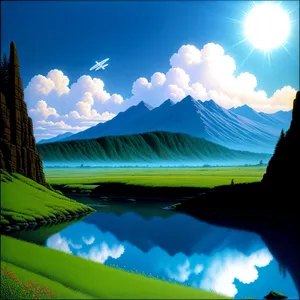 Vibrant Countryside Horizon beneath Clear Summer Sky