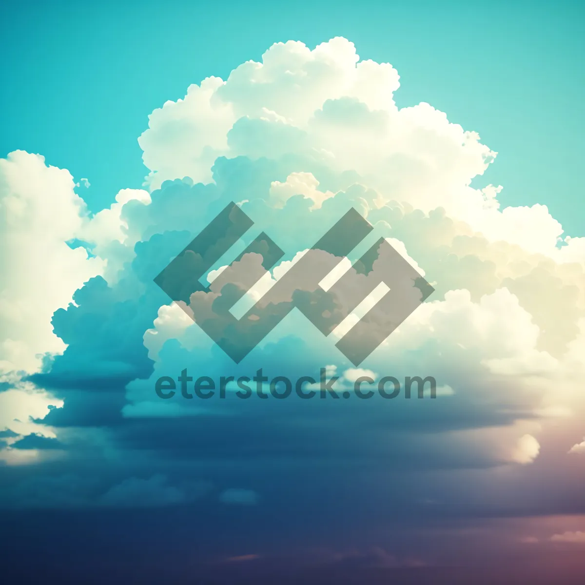 Picture of Fluffy Cumulus over Azure Landscape