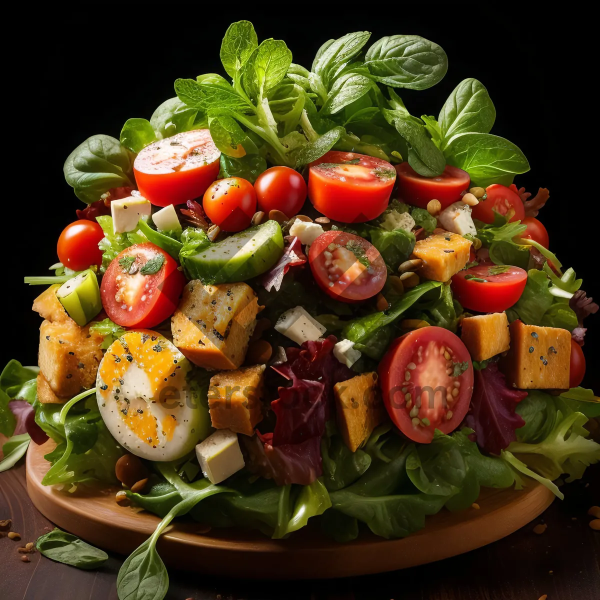 Picture of Fresh vegetable salad plate with tomatoes and peppers.