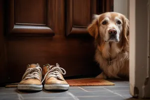 Golden Spaniel Puppy on Doormat