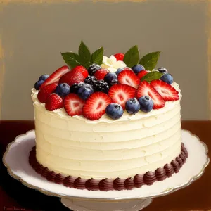 Delicious Fruit Cake with Berries and Cream