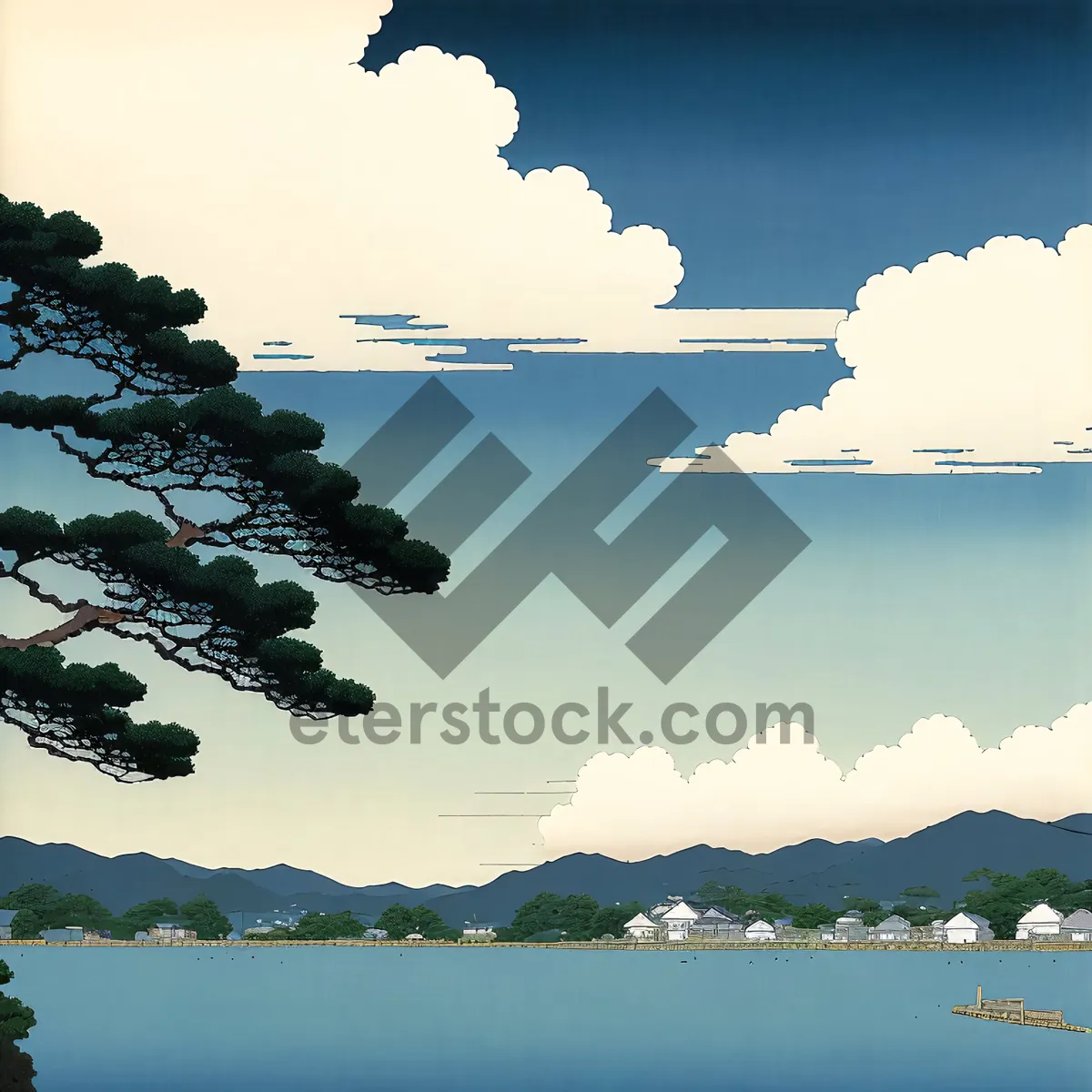 Picture of Serene Shoreline Sunset Over Crystal Clear Waters