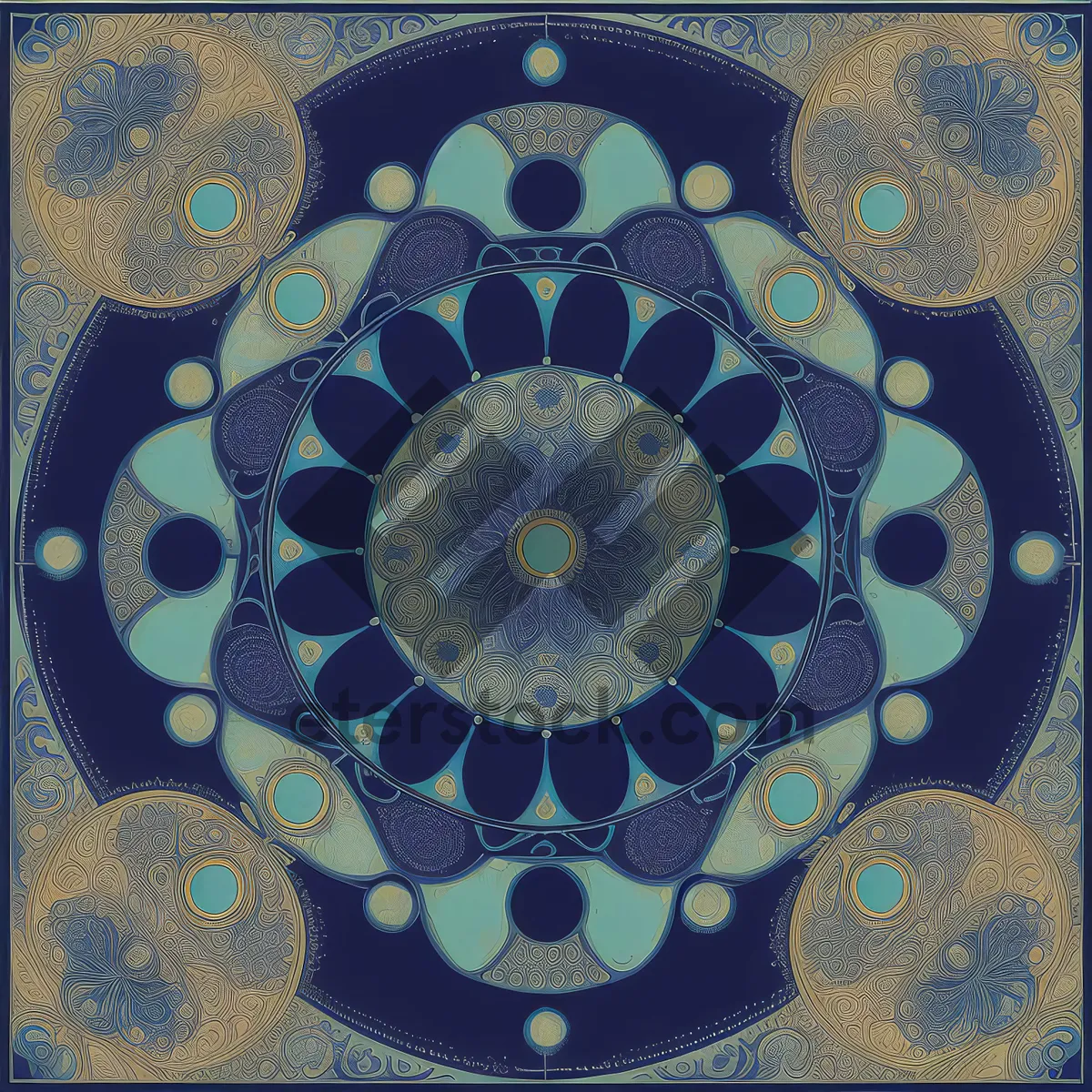 Picture of Digital Mosaic Circle: Artful Arabesque Tile Design