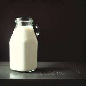 Refreshing Milk in Clear Glass Bottle