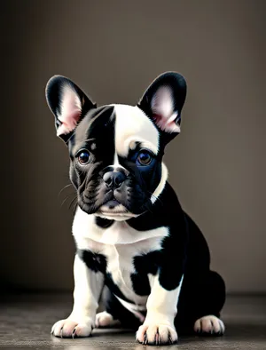 Adorable Bulldog Puppy with Wrinkled Muzzle