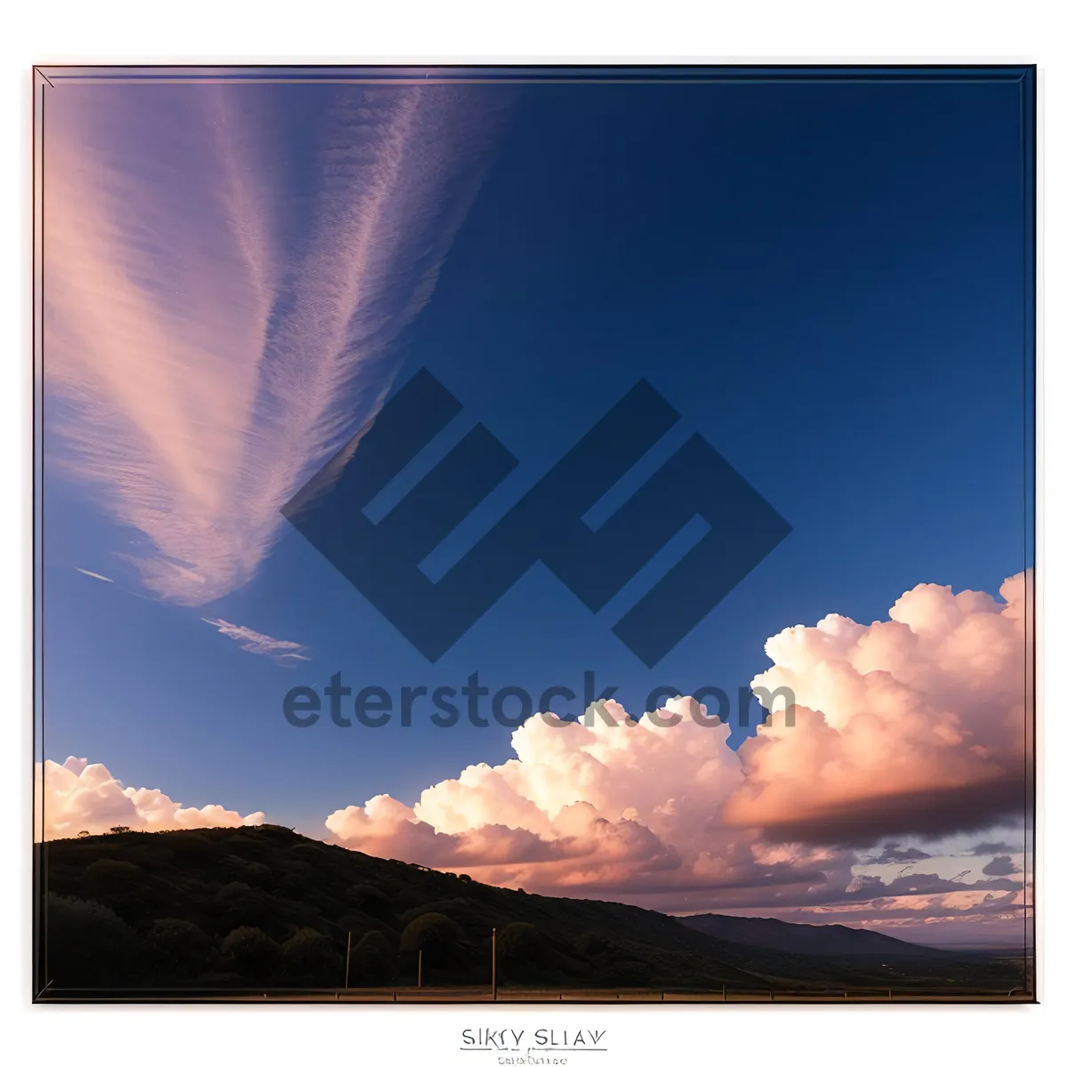 Picture of Sunset Skyline with Bright Clouds on Monitor