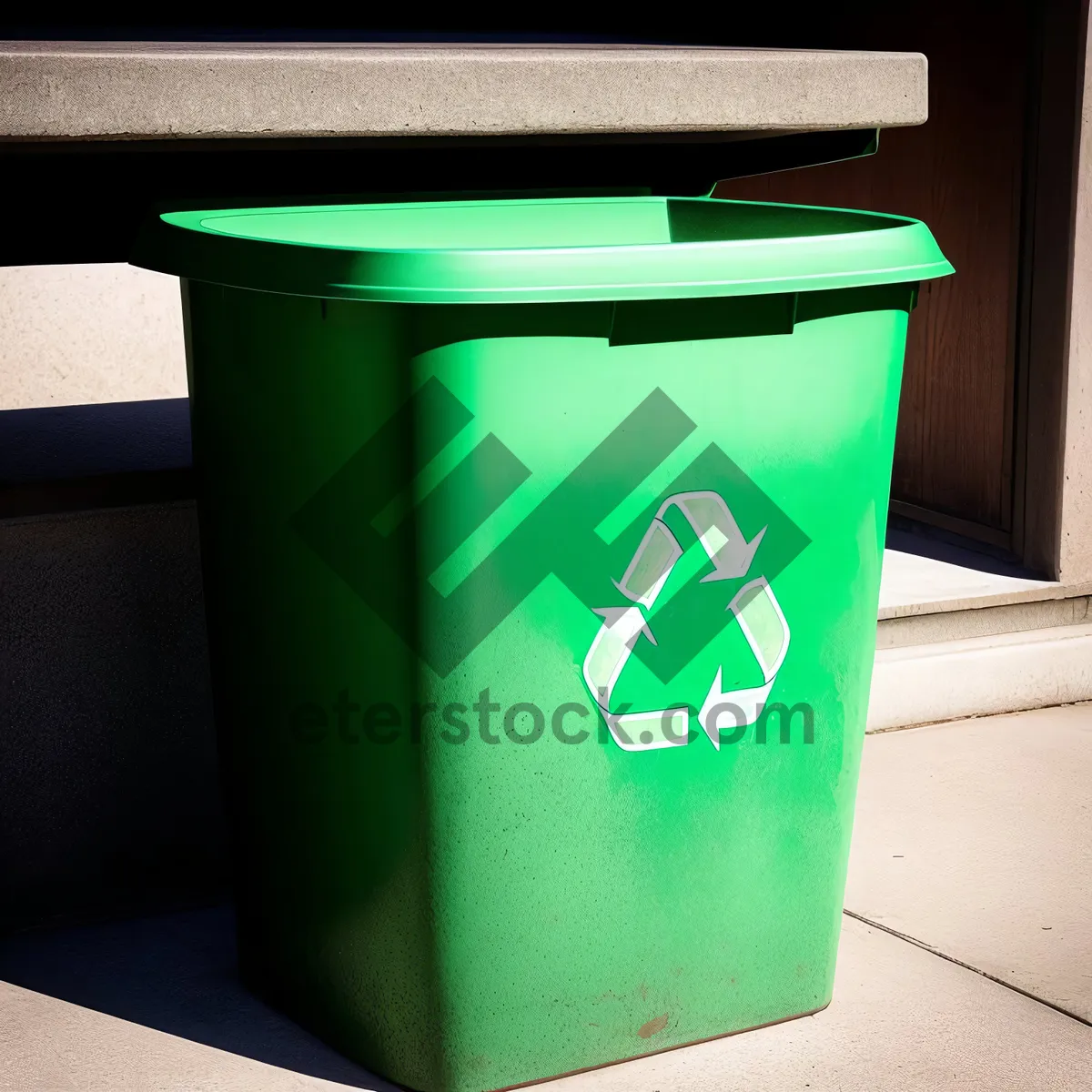 Picture of Plastic recycling bin with ashcan and garbage