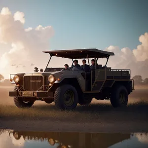 Half Track Military Vehicle on Road