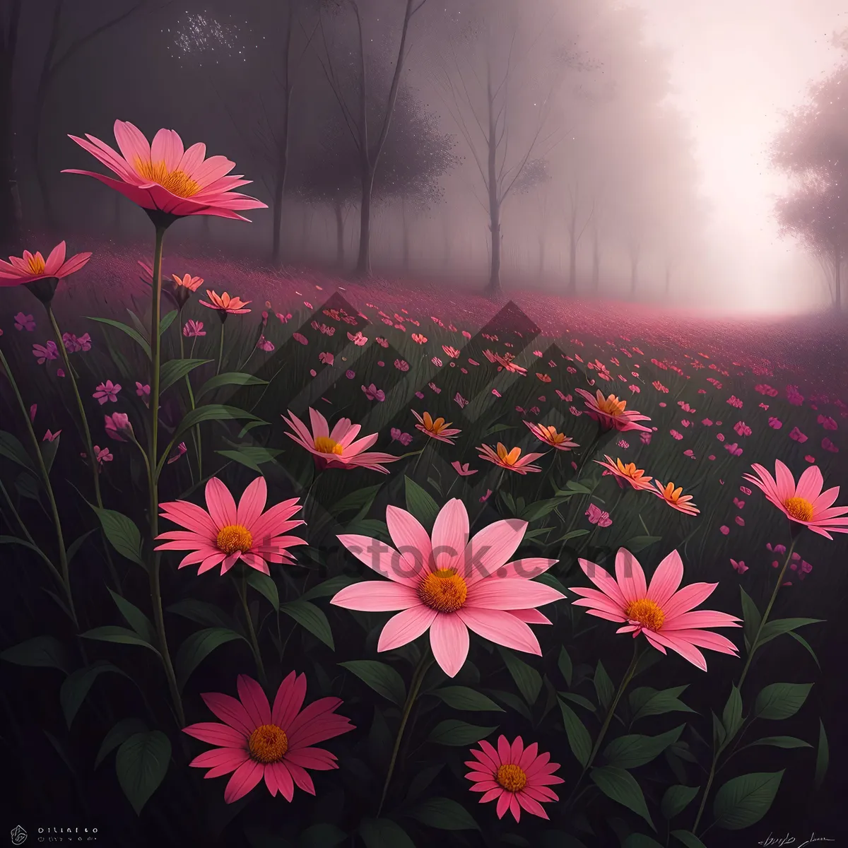 Picture of Floral Delight: Pink Daisy Pattern in Spring