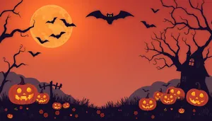 Spooky Halloween Night Silhouette Moon Tree Illustration