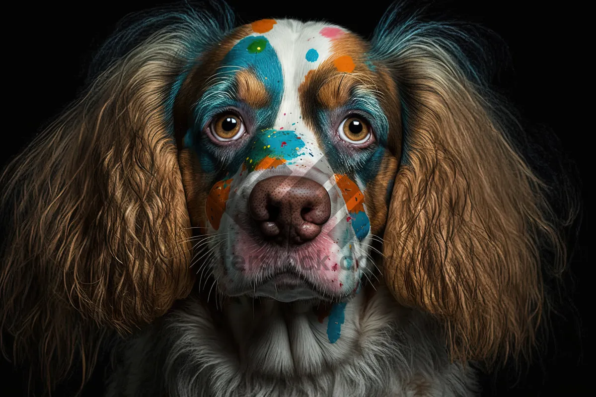 Picture of Adorable brown spaniel puppy - cute hunting dog breed.