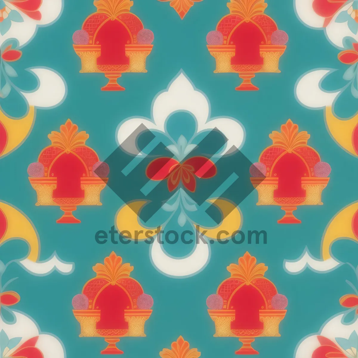 Picture of Floral Silhouette Pattern Wallpaper Retro Vintage Texture