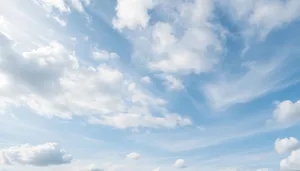 Bright Sunny Day Landscape with Fluffy Clouds