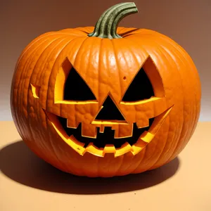 Spooky Harvest: Carved Jack-o'-Lantern Pumpkin and Candle