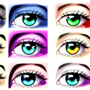 Colorful Cartoon Eyebrow Design Icon Set