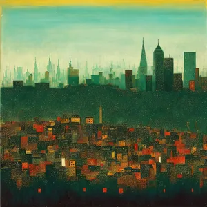 Urban Skyline Puzzle Game - Downtown Cityscape at Night