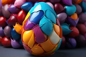 Black and white soccer ball on colorful background concept