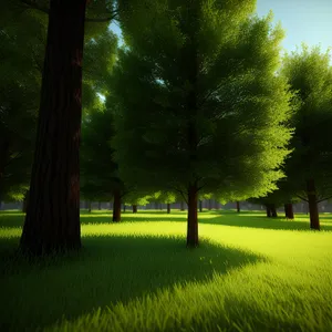 Willow trees in scenic park landscape.