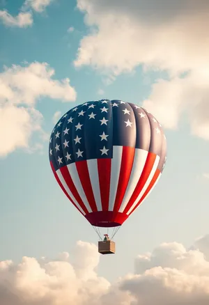 Colorful Hot Air Balloon Flying in the Sky