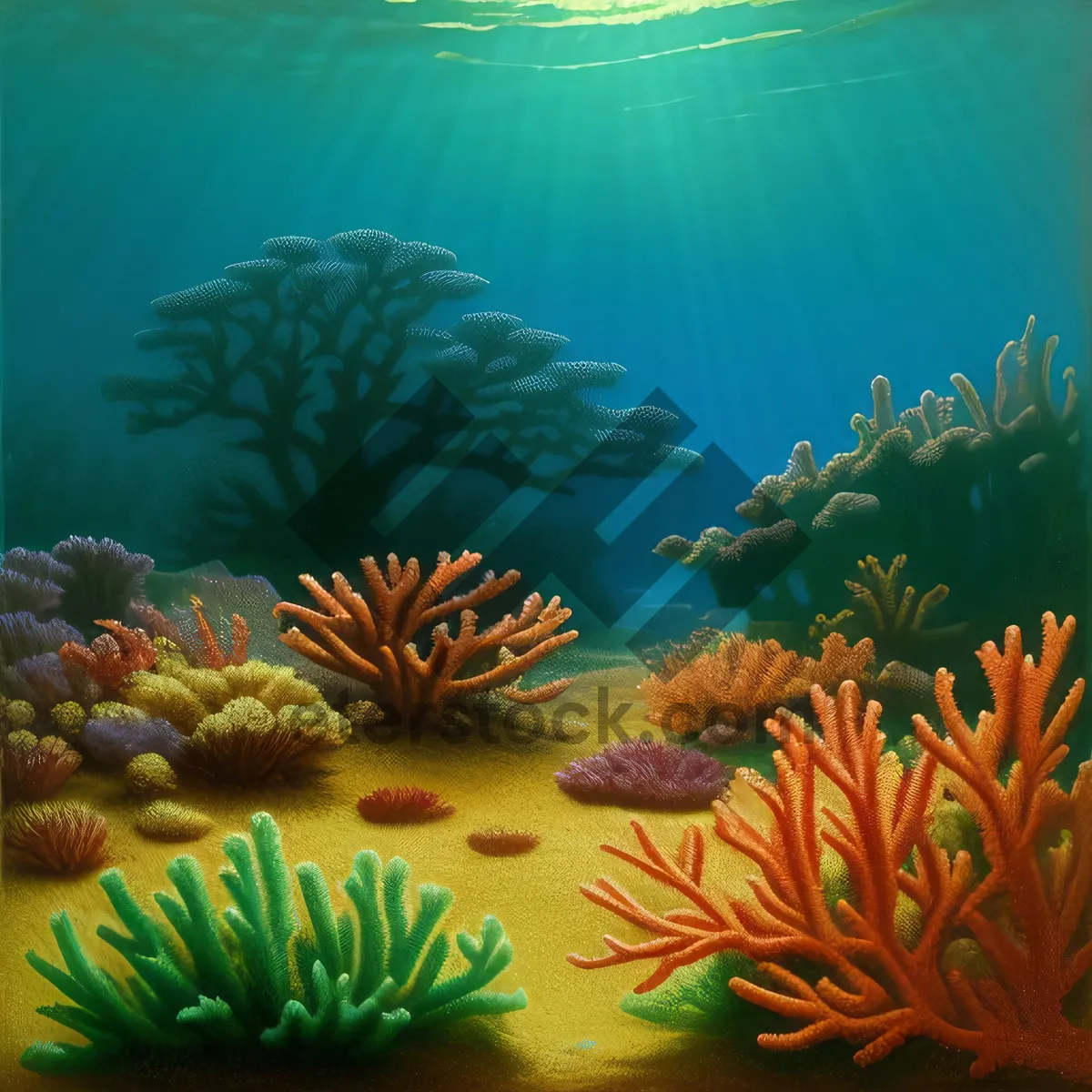 Picture of Colorful Marine Life in Exotic Coral Reef