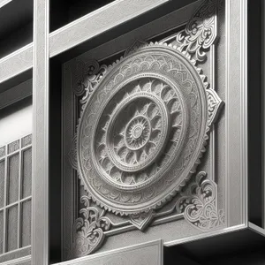 Ancient Stucco Window: Intricate Architecture in Antique Building