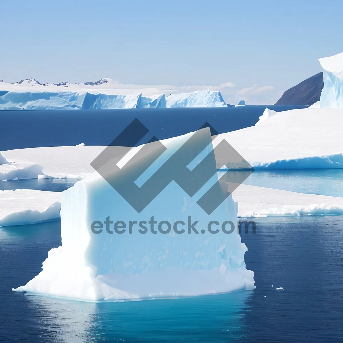 Picture of Majestic Arctic Glacier Reflecting Sunlight on Icy Ocean Waters