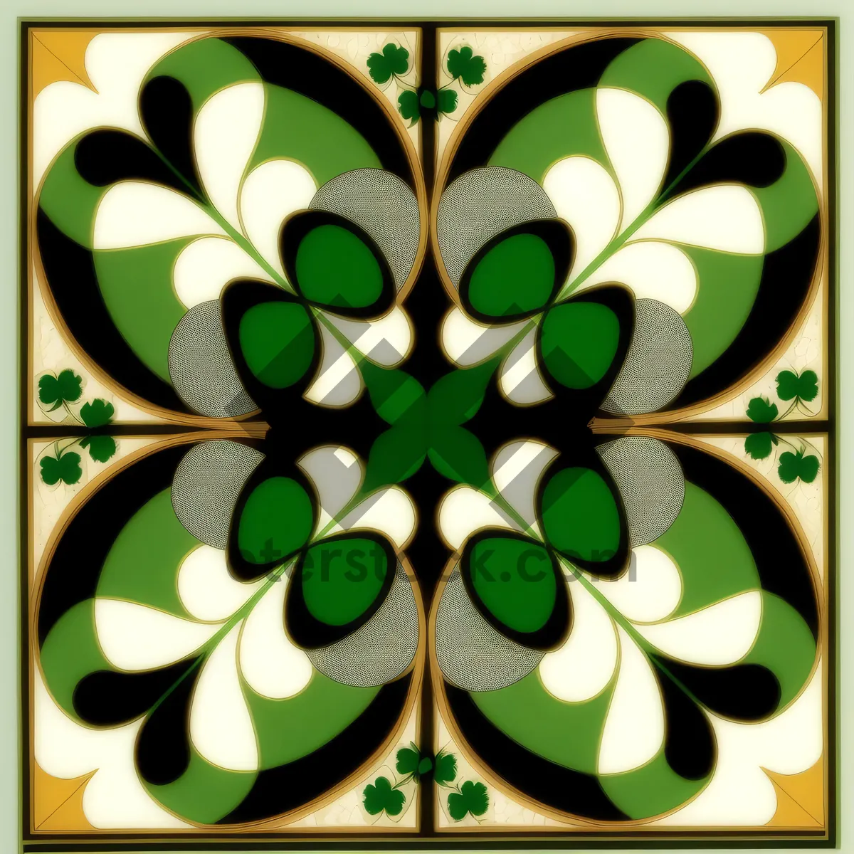 Picture of Vintage Floral Pattern on Retro Tile: Ornate Mosaic Design