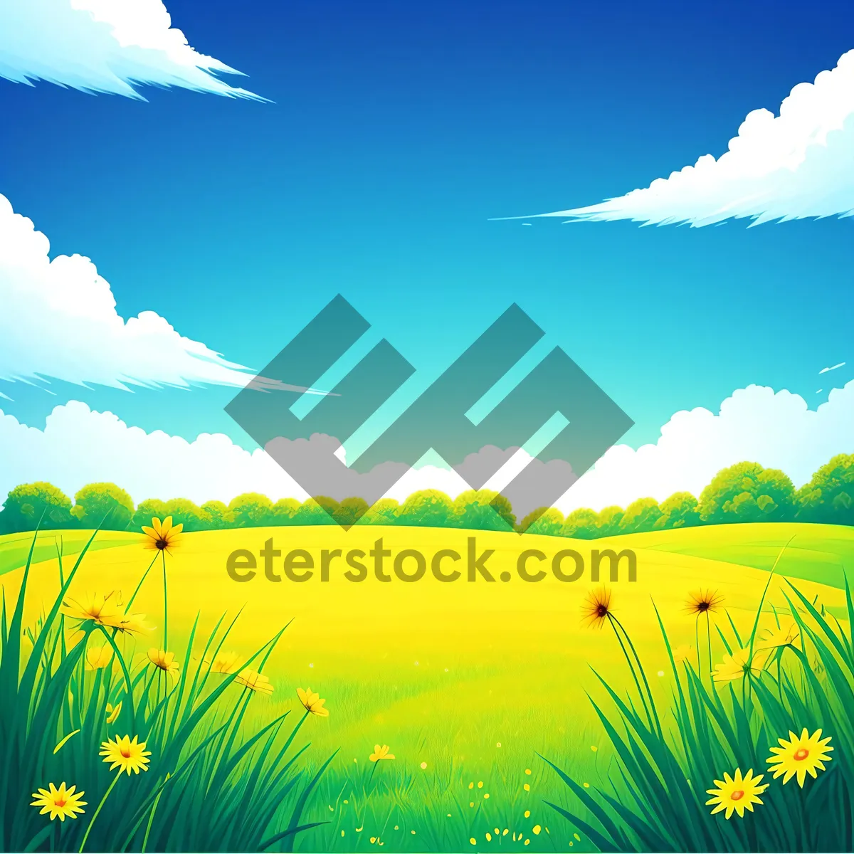 Picture of Serene Countryside Vista with Lush Green Landscape