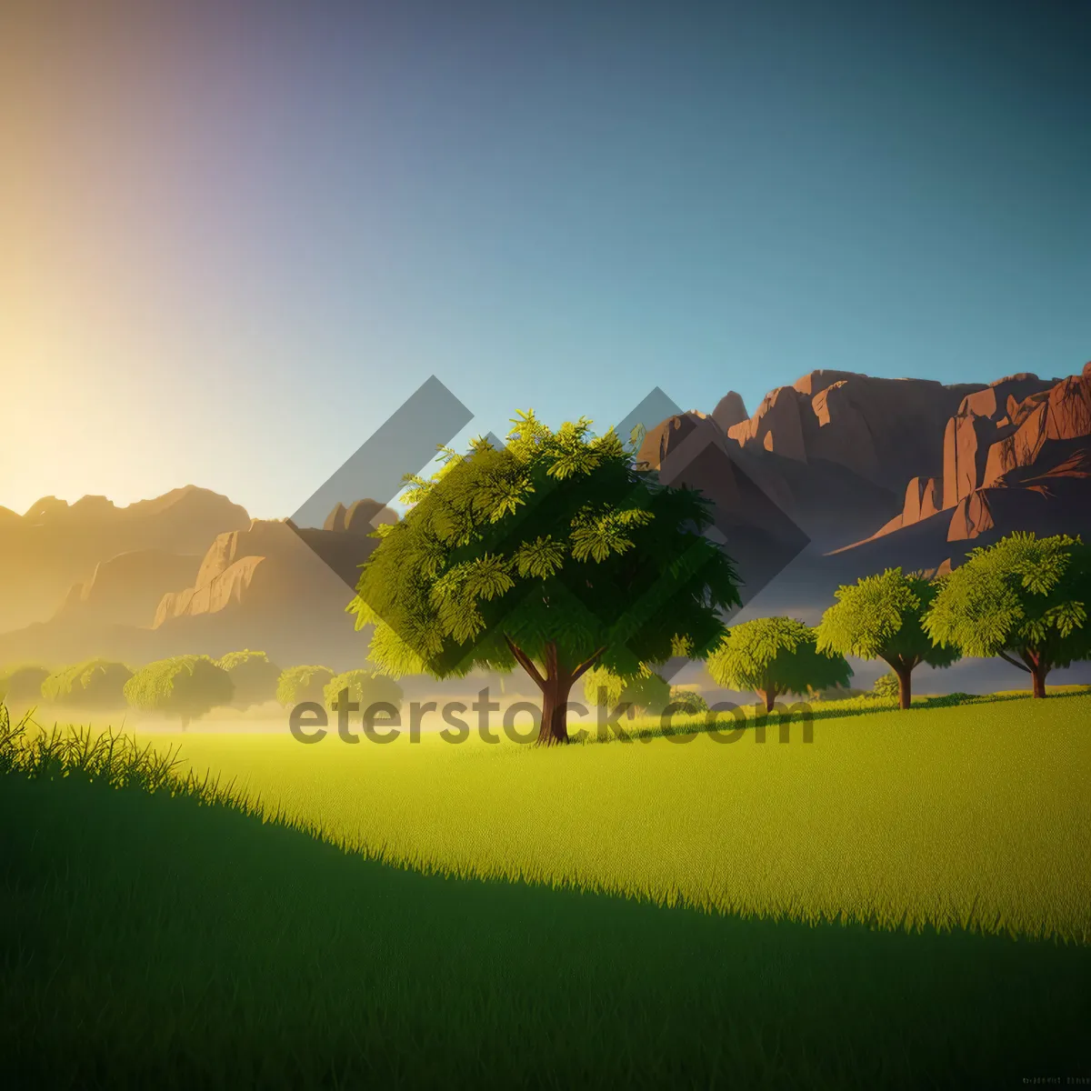 Picture of Colorful Sunset Over Rural Meadow