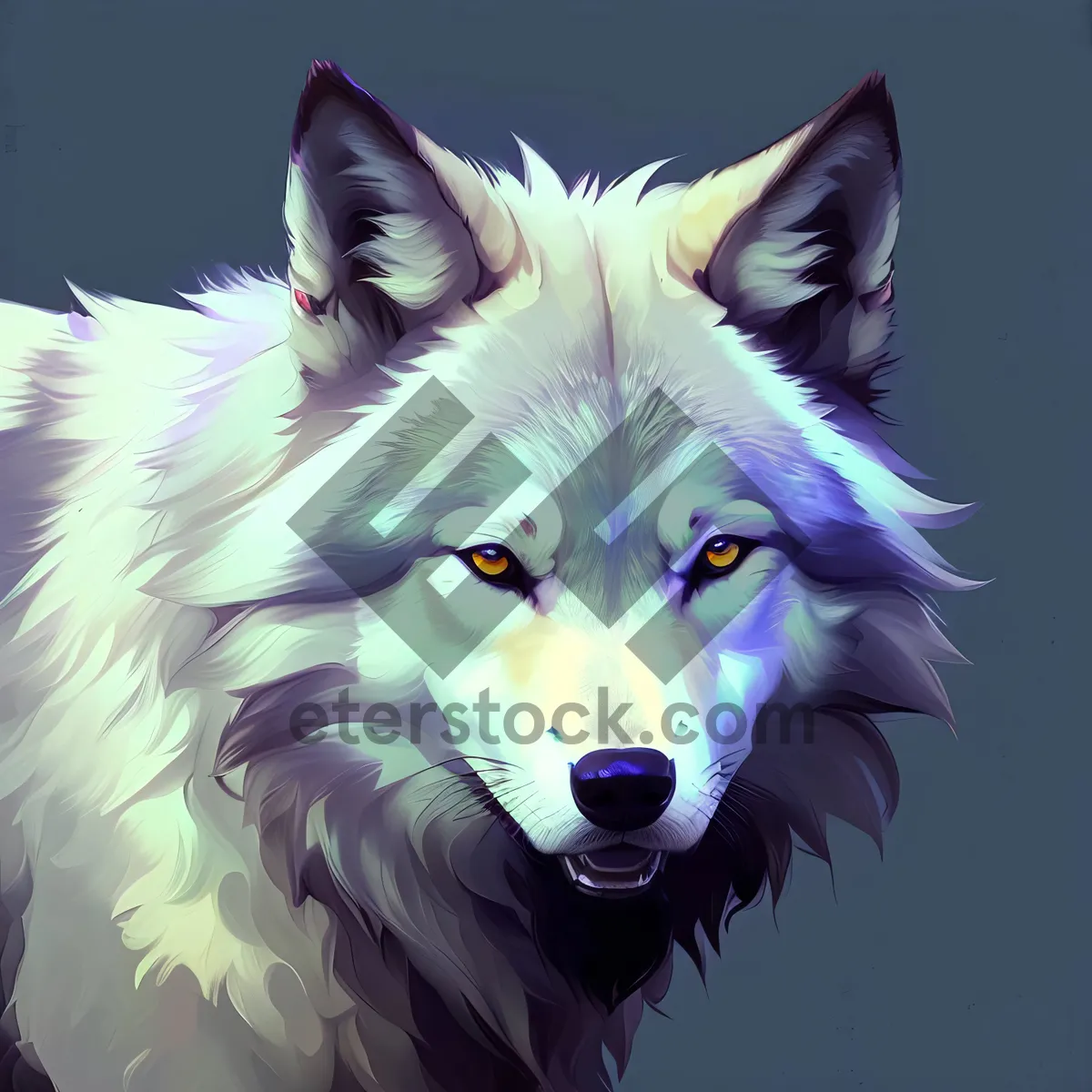 Picture of Majestic Canine: White Wolf with Piercing Eyes
