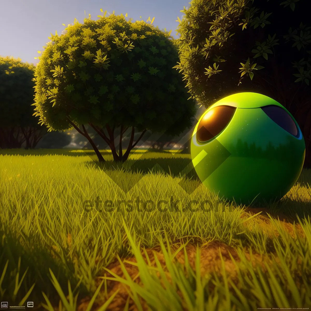 Picture of Soccer Ball Soaring Across Sunlit Meadow