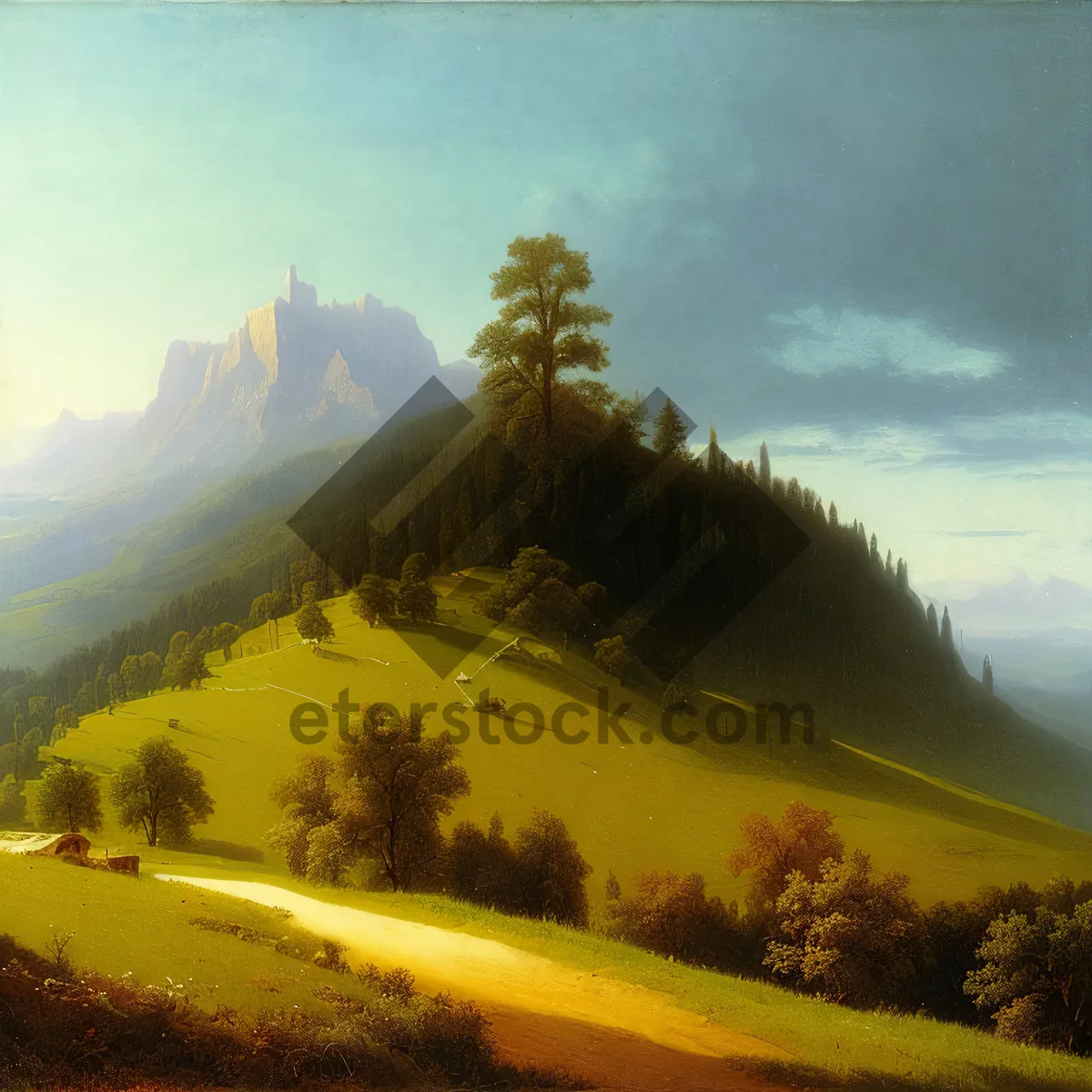 Picture of Autumn Sunset over Mountain Landscape