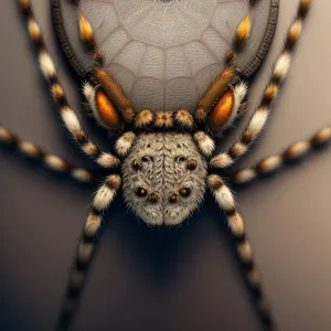 Barn Spider - Black and Gold Arachnid in Close-Up